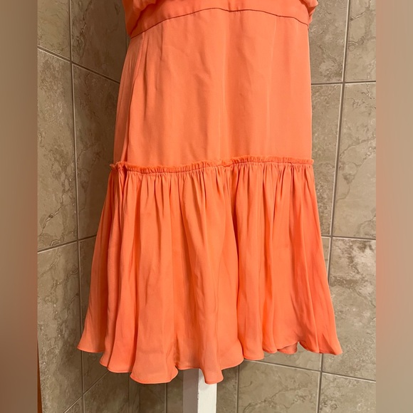 NWT Elizabeth and James Carlita Dress in Orange Sherbert Silk High Neck Size 8 - Picture 12 of 15